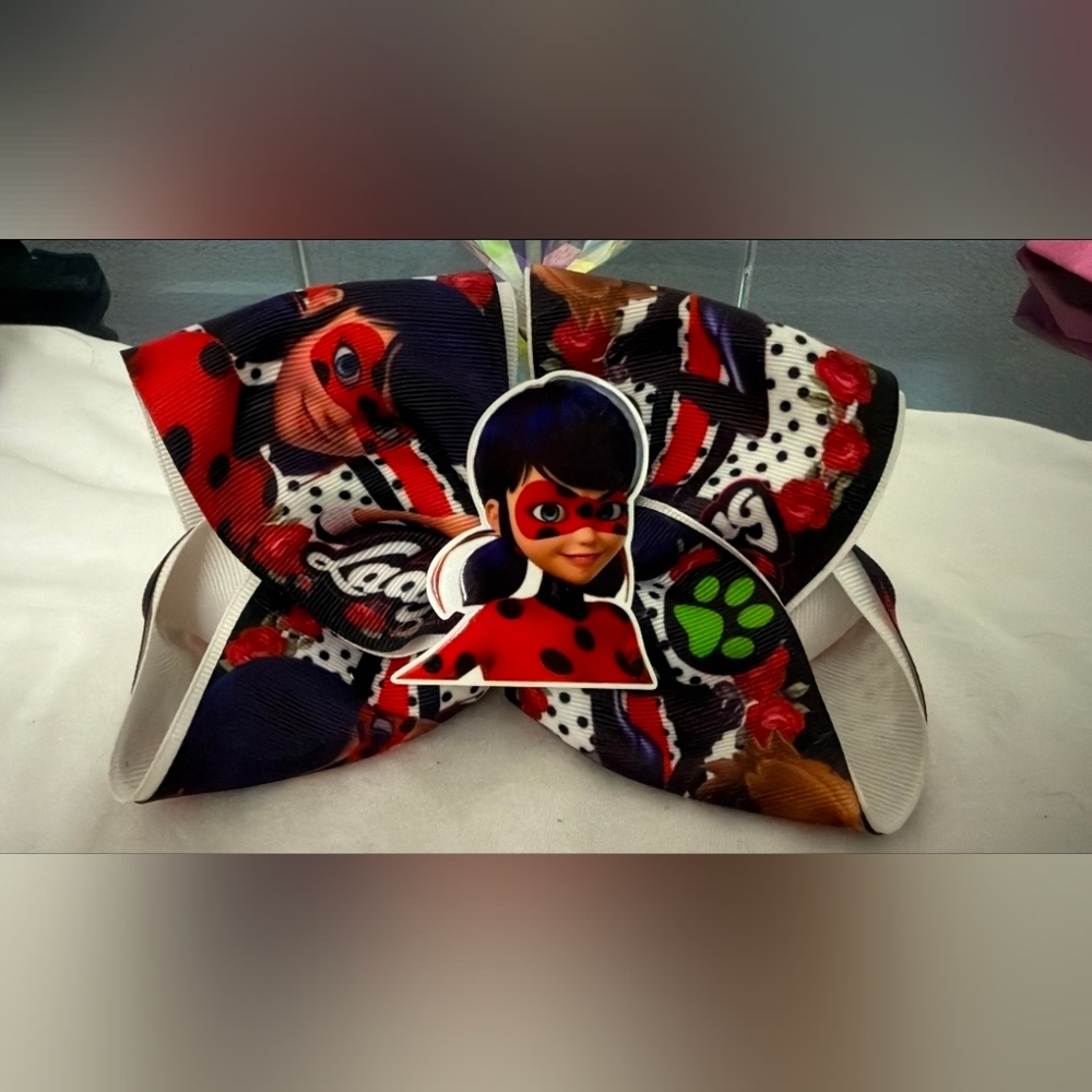 Ladybug Themed Hair Bow